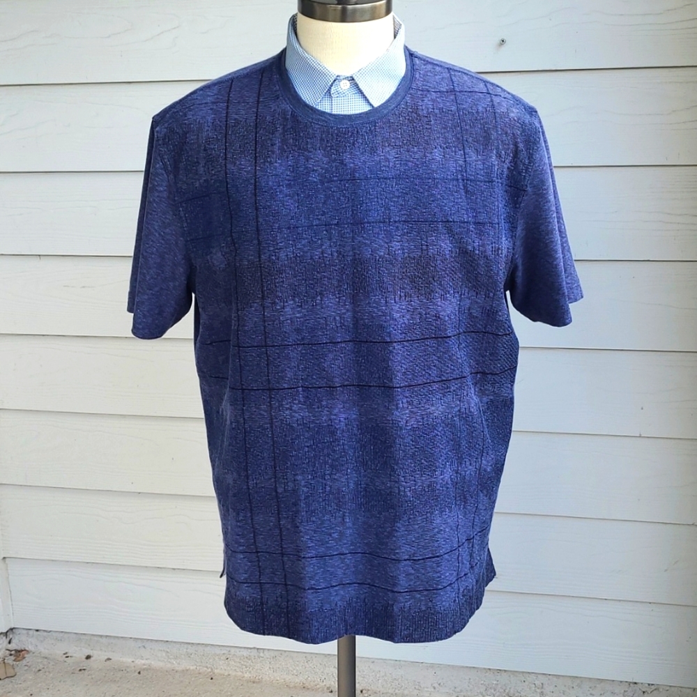 ROBERT‎ GRAHAM Grey Light Blue Abstract Cotton Blend Sz XXL Mens T Shirt